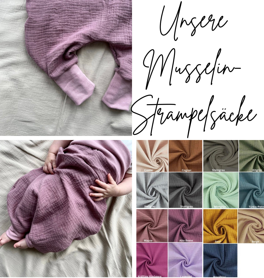 Musselin Strampelsack - senf