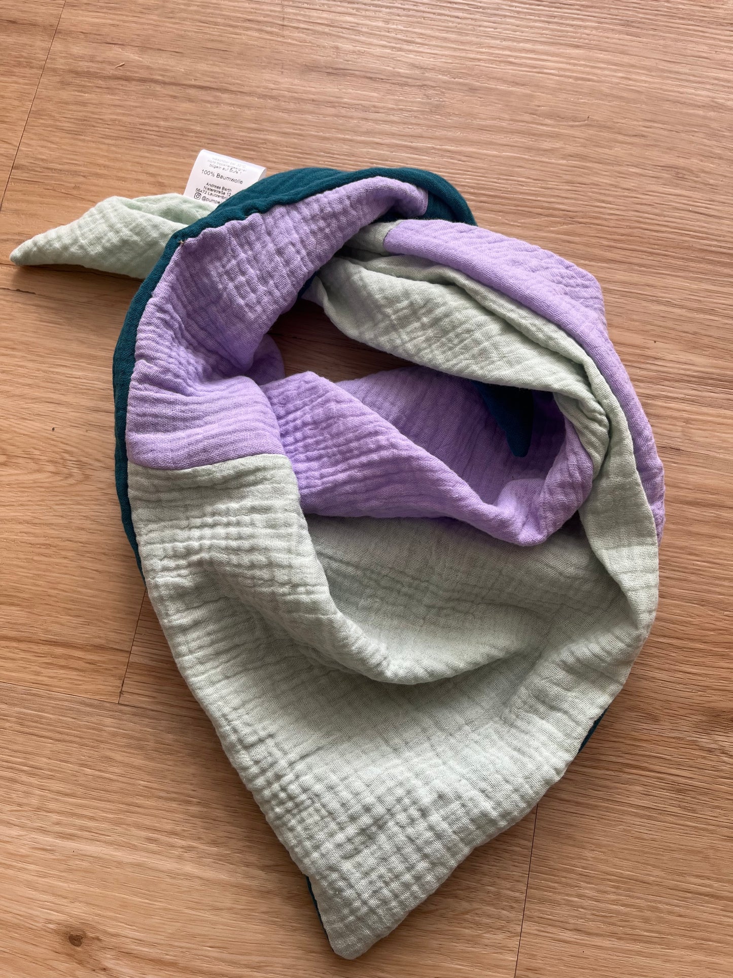 Halstuch Musselin Colourblock Petrol Flieder Mint