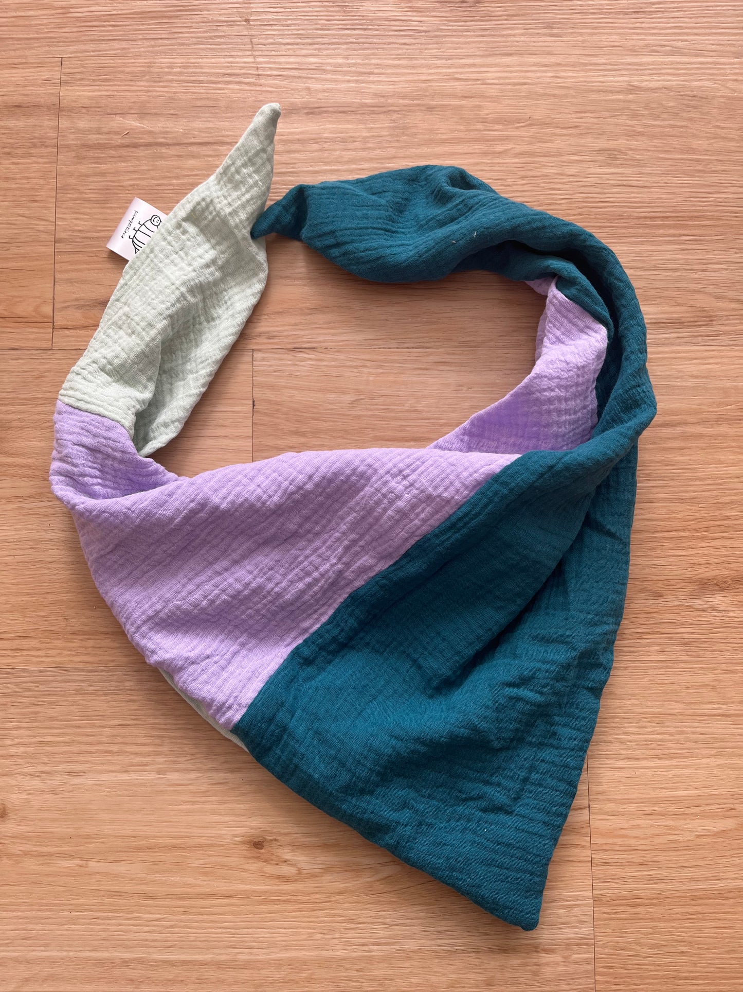Halstuch Musselin Colourblock Petrol Flieder Mint