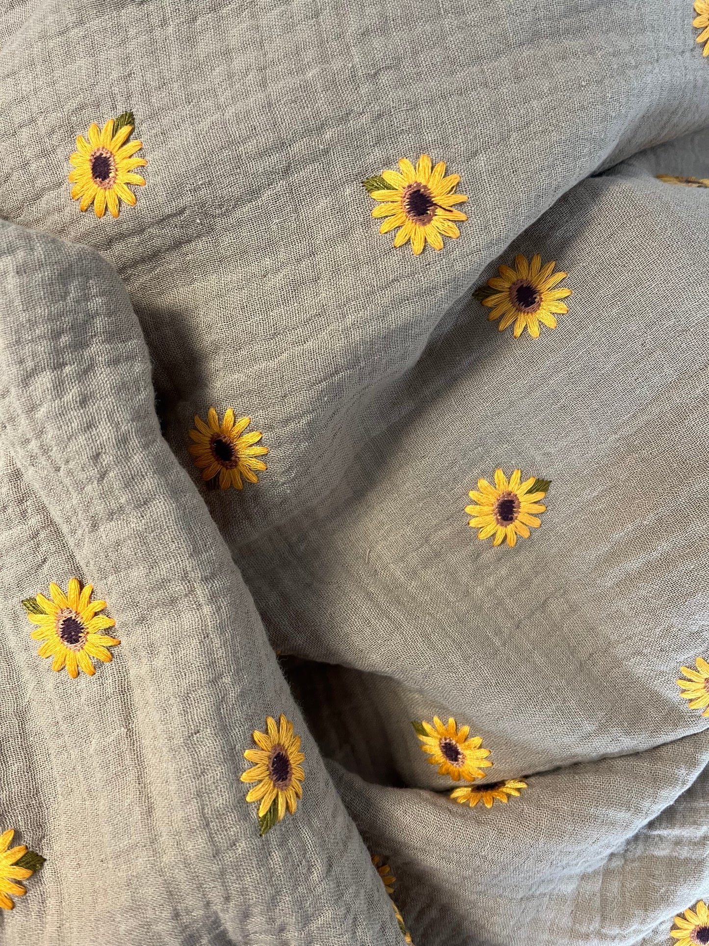 Musselin Decke mit Stickerei Sunflower Allover