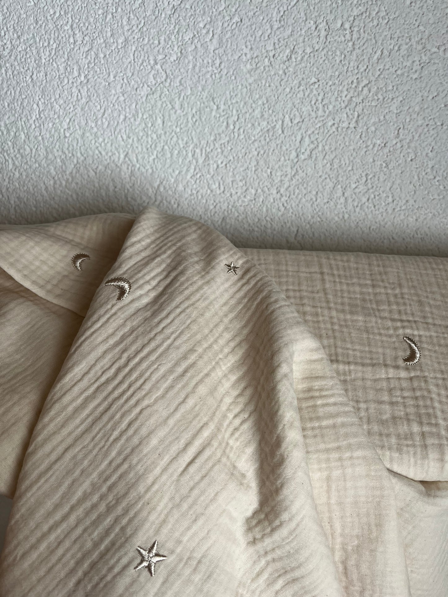 Musselin Decke Sternenhimmel Allover Stickerei Creme