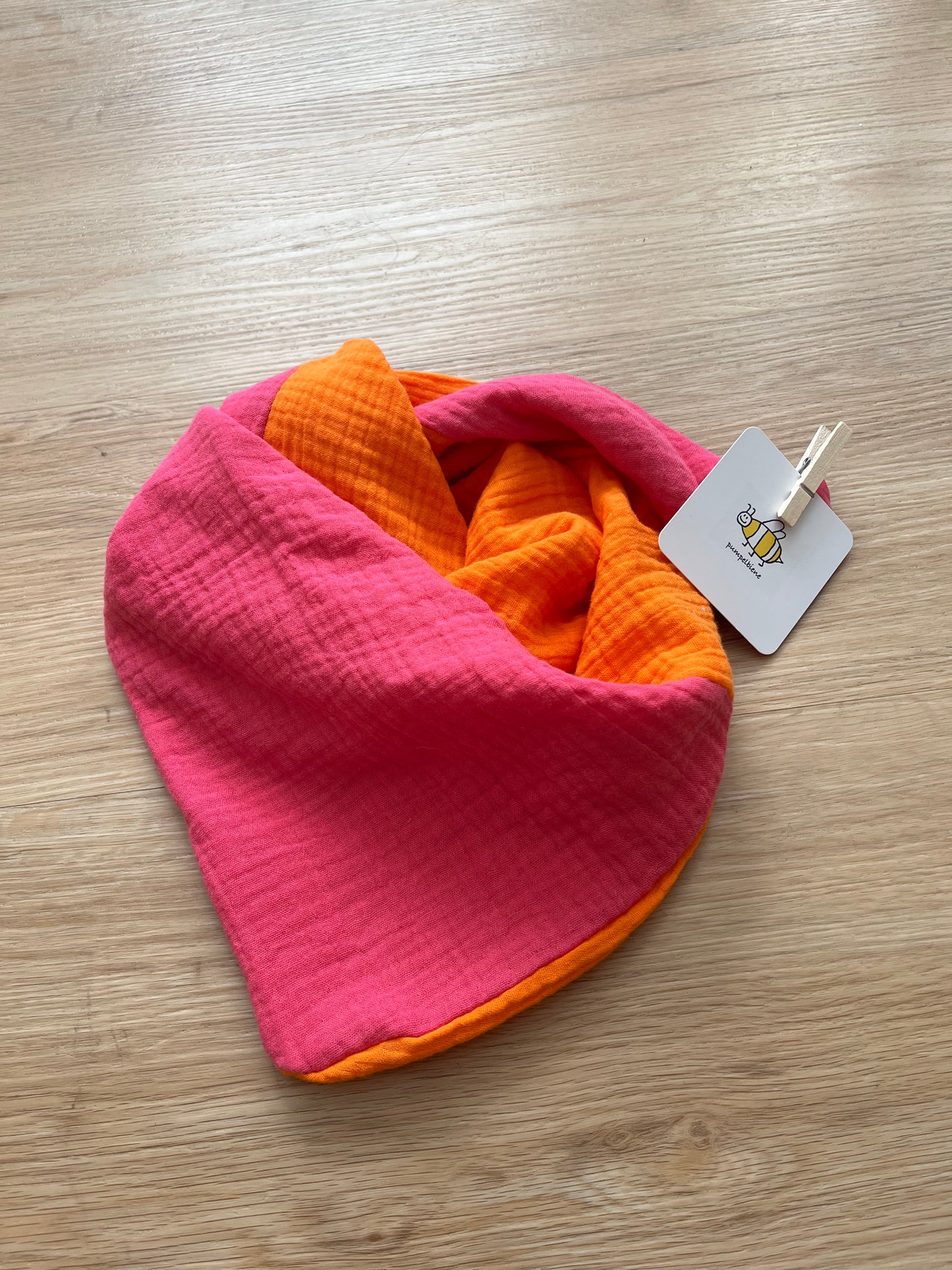 Halstuch Musselin Colourblock Pink Orange
