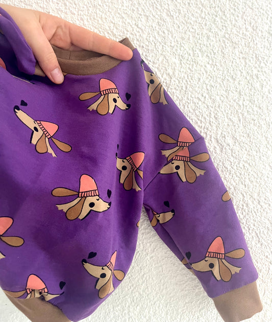 Oversized Sweater Hundeliebe Lila