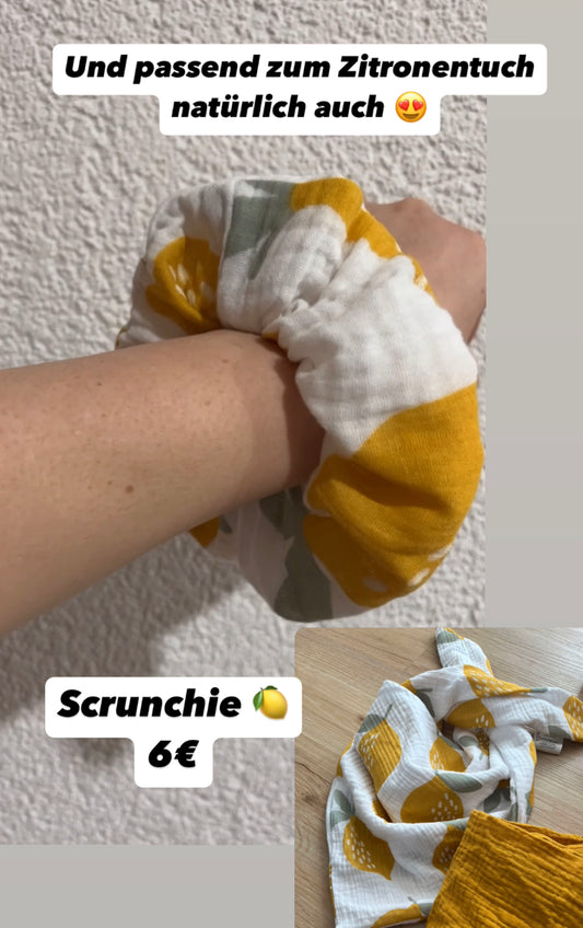 Scrunchie Musselin Zitronen