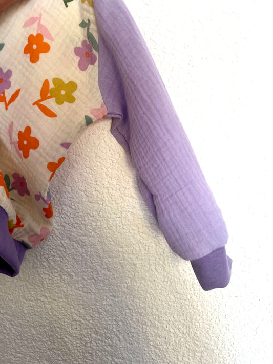 Musselin Sweater Blüten Pastell & Flieder
