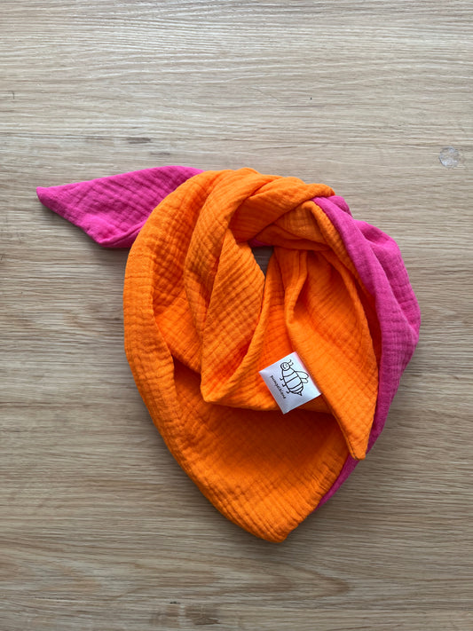 Halstuch Musselin Colourblock Pink Orange