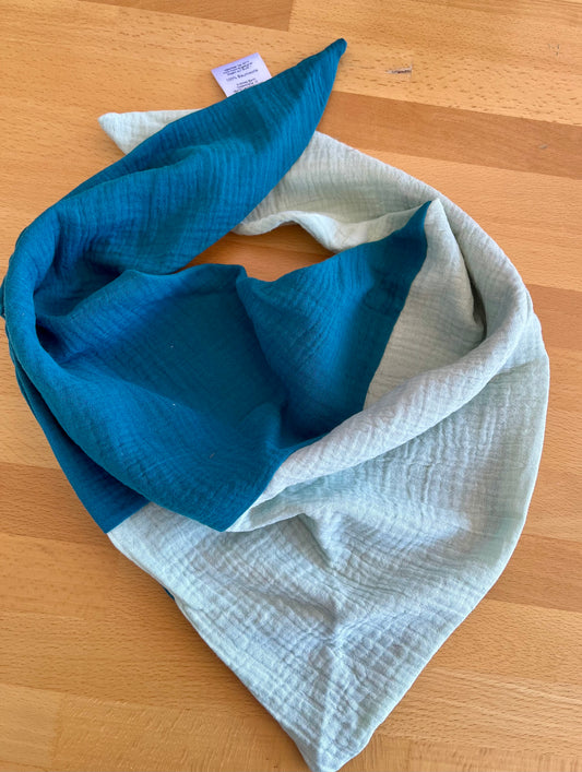 Halstuch Musselin Colourblock Mint Petrol
