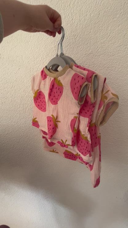 Musselin T-Shirt Erdbeeren