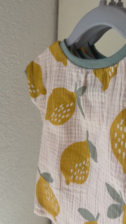 Musselin T-Shirt Zitronen Beige